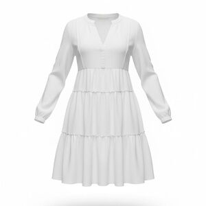 Women's White Tiered V-Neck Mini Dress